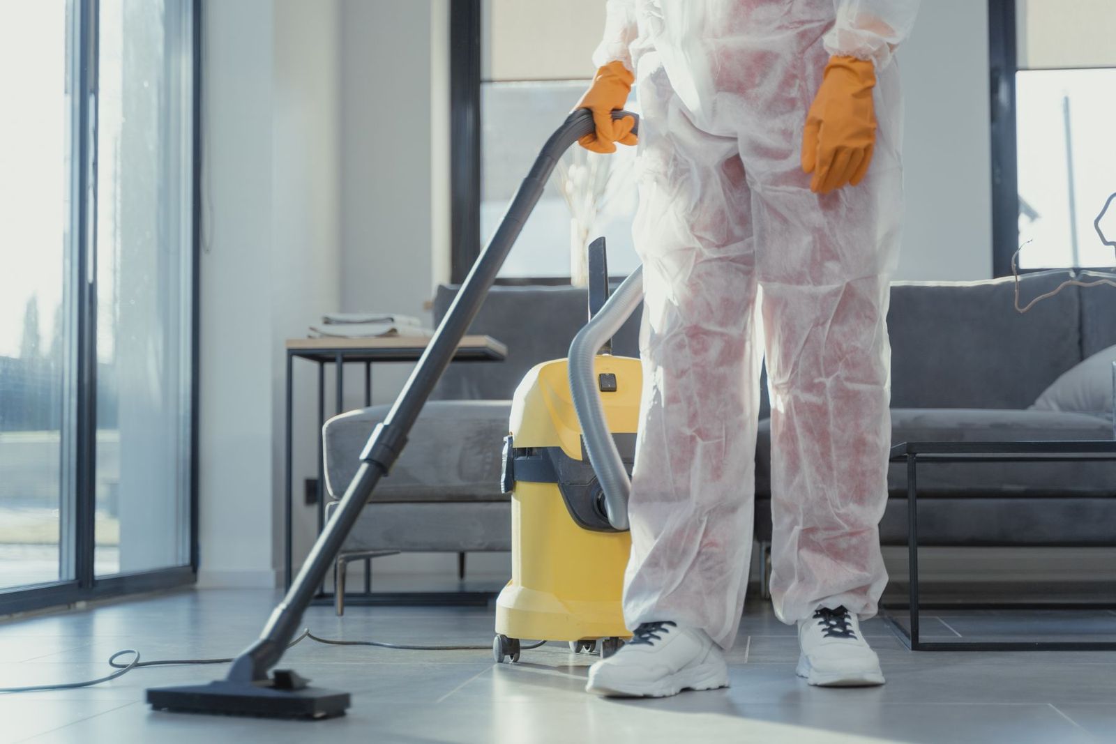 Cleaning a bright apartment